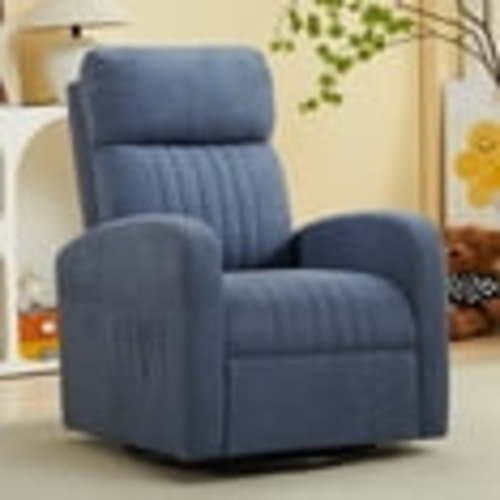 Aemeios 28" Teddy Upholstered Swivel Rocker Glider Nursery Rocking Chair, Dark Gray