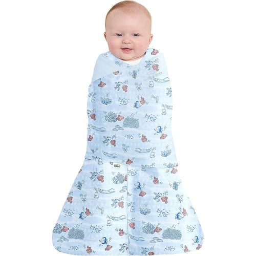HALO Disney Baby Finding Nemo 100% Cotton Sleepsack Swaddle, 3-Way Adjustable Wearable Blanket, TOG 1.5, Nemo Tie Dye, Small, 3-6 Months