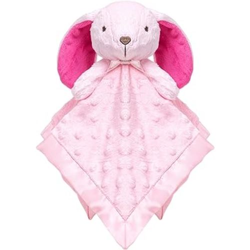 SweetPea Baby Loveys for Babies Bunny Security Blanket – Soft Minky and Satin Lovey, OEKO-TEX Certified, Ideal Newborn Gift