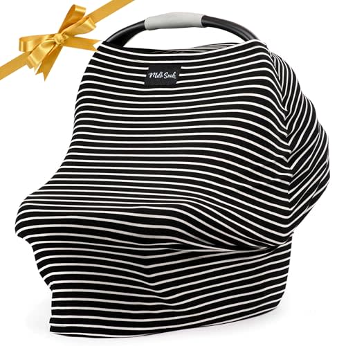 Milk Snob Original 5-in-1 Cover - Nursing Cover for Breastfeeding - Baby Car Seat Cover, Carseat Canopy & Stroller - Essential All-in-One Cover - Gift for Mom, Baby (Modern Stripe)