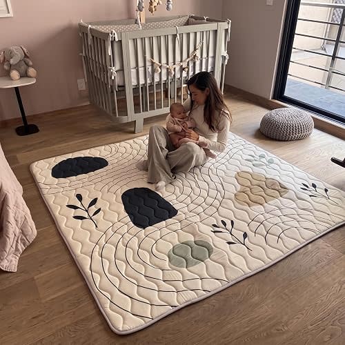 MioTetto Baby Mat for Floor, 73" x 73" Playpen Mat, Thick Soft Foam Padding Baby Play Mat, Portable Quilted playmat -Washable Baby Floor Play mat, Non-Slip Play Mat for Babies & Toddlers