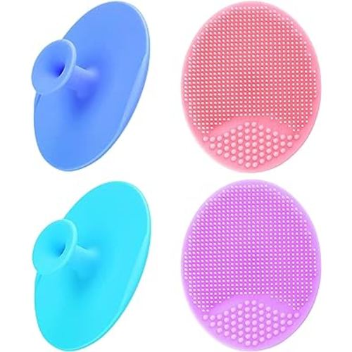 Baby Cradle Cap Brush, Silicone Baby Bath Brush, Silicone Scrubbers Exfoliator Brush | The Baby Skin Scrubbers Baby Essential for Dry Skin, Cradle Cap and Eczema (Small - Blue&Green&Purple&Rose)