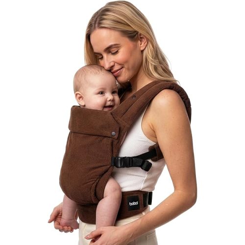Boba Auri Baby Carrier Newborn to Toddler - Corduroy Cotton Newborn Carrier, 3 Ergonomic Positions (Front in/Front Out/Back), “M”-Position Baby Carriers with Adjustable Seat (7-45 lbs)