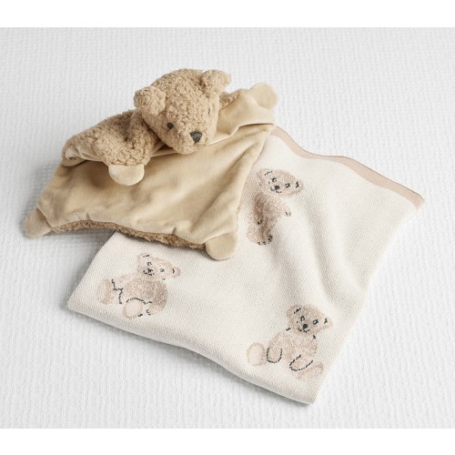 St. Jude Teddy Bear Intarsia Baby Blanket & Thumbie Gift Set