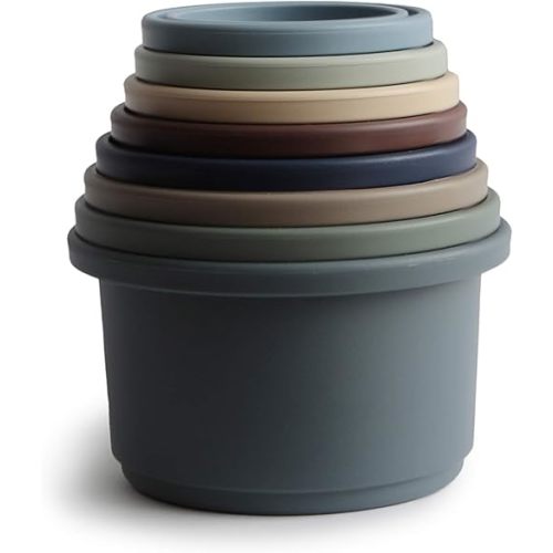 mushie Stacking Cups Toy 8 pcs | Made in Denmark (Forest)