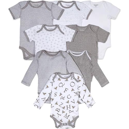 Burt's Bees Baby Unisex Baby Bodysuits, 5-pack Short & Long Sleeve One-pieces, 100% Organic Cotton Bodysuit