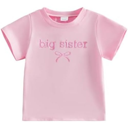 GOOCHEER Big Sister Little Sister Matching Outfit Baby Girl Short Sleeve Romper Toddler Girl T-Shirt Tops