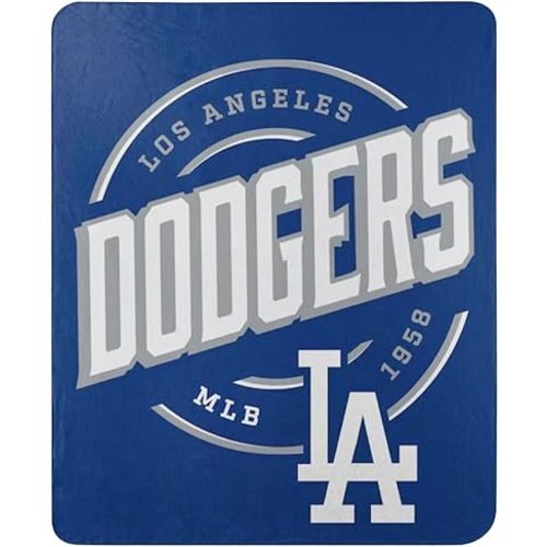 NORTHWEST Officially Licensed MLB Campaign Fleece Throw Blanket 50" x 60" (Los Angeles Dodgers)
