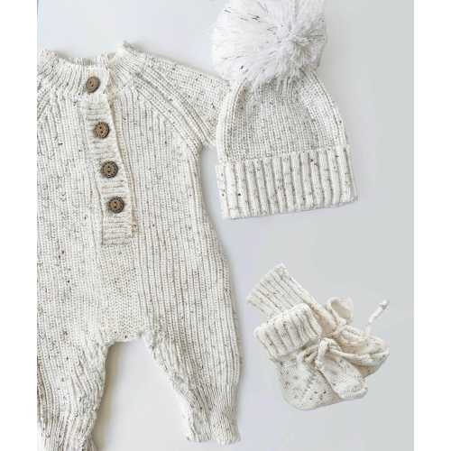 baby knit Jumpsuit outfit | Combo Options| Beanie booties Jumper| Coco-Speckle HARPER