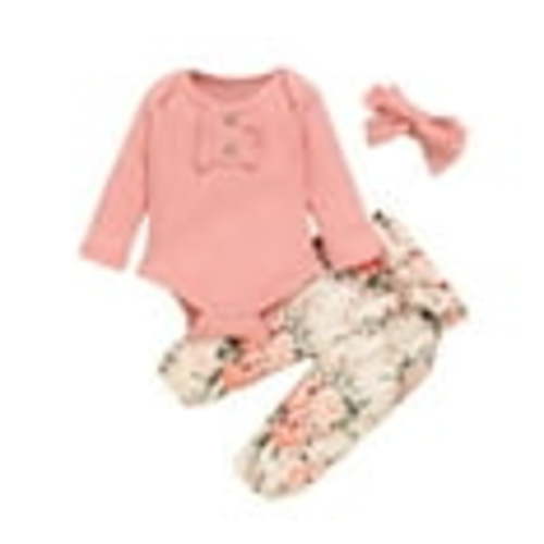 Outfits Romper Girls Baby Sleeve Bodysuit+Floral Toddler Pants Long Ruffles Girls 2Pc Set
