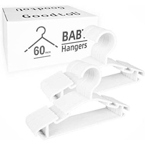 GoodtoU Plastic Kids Hangers, 60 Pack, White, Lightweight, Suitable for 0-6 Years, Holds Clothes and Organizes Closets