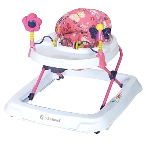 Smart Steps Trend Activity Walker with Removeable Toy Bar, Multi-Directional Front Wheels, Tray, Adjustable Height and Flat Fold Frame for Storage, Ages 6 Months +, Emily Pink
