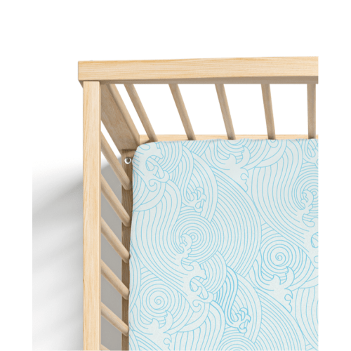 Organic Crashing Sea Waves Bamboo Cotton Blend Crib Sheet