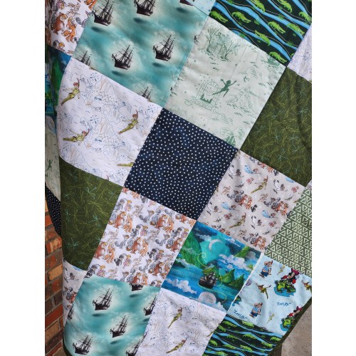 Enchanting Peter Pan and The Lost Boys Quilt, Handmade Peter Pan Baby Quilt, Personalized Baby quilt, Peter Pan Nursery Decor
