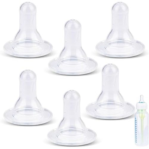 VANEST 6 Packs Silicone Bottle Nipples Compatible with Dr. Brown’s Natural Flow Level 2 Narrow Bottle, Replacement Bottle Nipple BPA-Free, No Spill, Anti-Colic, (Level 2, 3m+, Medium Flow)