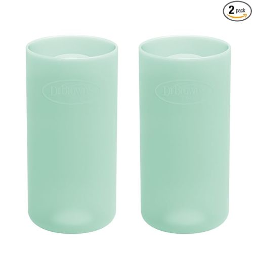 Dr. Brown's Options+ Narrow Glass Bottle Sleeves, 100% Silicone, Mint, BPA-Free, 8 oz, 2-Pack