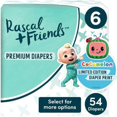 Rascal + Friends Premium Diapers, White Size, 6 (54) (Premium Quality)
