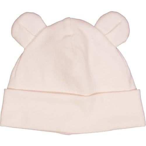 Soft Organic Cotton Rib Bear Baby Beanie Hat with Folded Edge & Cute Teddy Bear Ears Stretchy, Comfortable Machine Washable