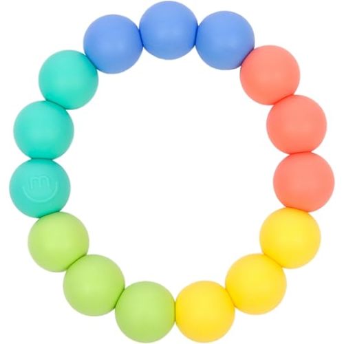 morepeas Rainbow Ring Teether | Soft, Easy Grip Unisex Teether Toy | Silicone Baby Teether Ring to Help Soothe Gums | Non-Toxic and BPA Free