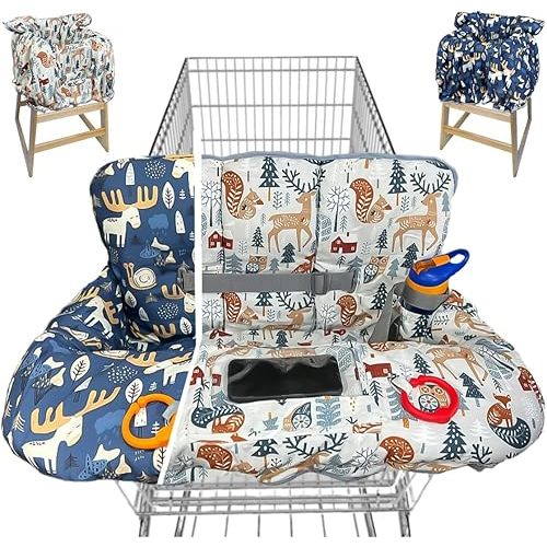 Shopping Cart Cover for Baby Grocery Cart Cover for Baby boy and Baby Girl, High Chair Cover for Baby and Toddler, Baby Registry Gift - Waterproof - Extra Large - Cotton - Double Sided (Multi)
