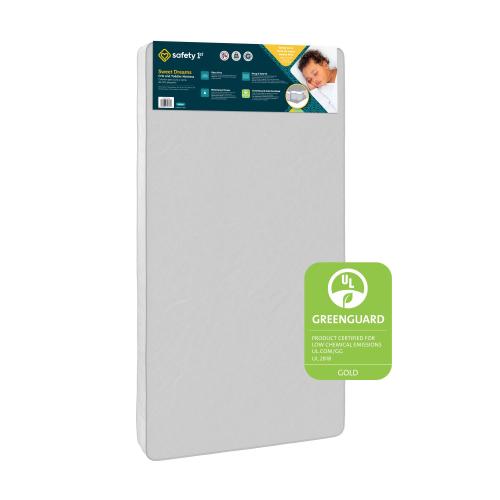 "Safety 1st Standard Size Sweet Dreams 5"" Crib & Toddler Mattress, Waterproof Cover, Greenguard Certified"