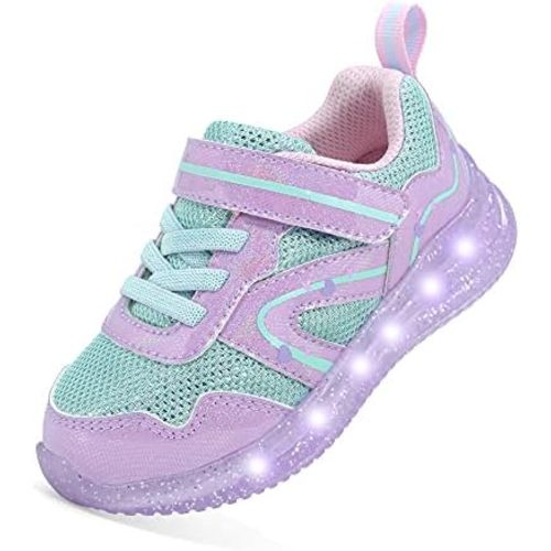 YESKIS Toddler Boys Girls Light Up Shoes LED Flashing Lightweight Mesh Breathable Adorable Running Sneakers for Toddler and Little Kid