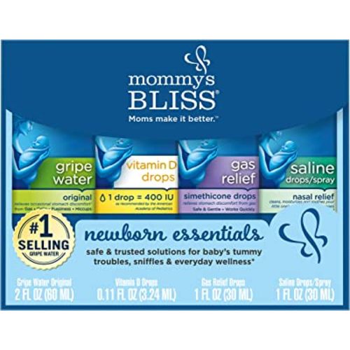 Mommy's Bliss Newborn Essentials Gift Set, Includes Gripe Water, Baby Vitamin D / Gas Drops and Gentle Saline Drops/Spray