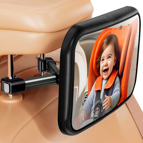 Baby Car Mirror, Shatterproof Car Seat Mirror for Rear Facing Infant, Crash Tested, Clear View Baby Mirror for Safety