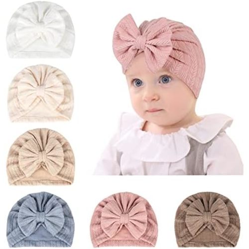 SEAUR Newborn Baby Hats Infant Hospital Hat Soft Cute Plain Knot Hat Turban Bow Cap Nursery Beanie Headwrap Muslim Bonnet