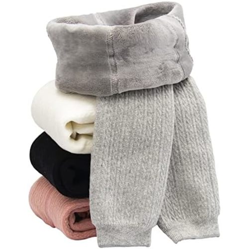 Toddler Baby Girls Winter Fleece Lined Leggings Knit Thick Warm Full Length Tights Basic Velvet Pants