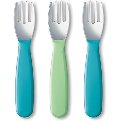 NUK Kiddy Cutlery Forks, Durable Stainless Steel, BPA & Latex-Free, 18+ Months, Pack of 3