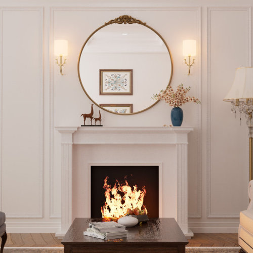 Latitude Run® Stourbirdge Vintage Round Wall Mirror, Decorative Accent Mirror with 1.2" Iron Frame for Christmas & Reviews | Wayfair
