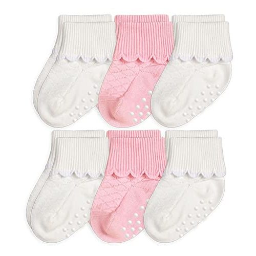 Jefferies Socks Baby Girls' Non-Skid Scalloped Turn Cuff 6 Pack