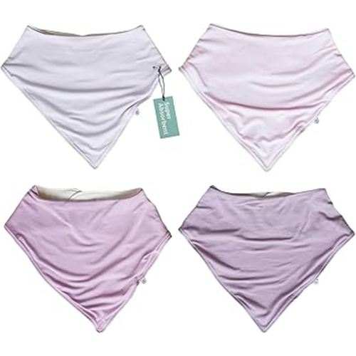 Caden Lane Bandana Bibs, Absorbent Baby Bib for Drooling, Feeding & Teething With Adjustable Double Snap Suitable for Newborns to Toddlers, Gender Neutral Gift for Baby Shower, 4 Pack, Purples