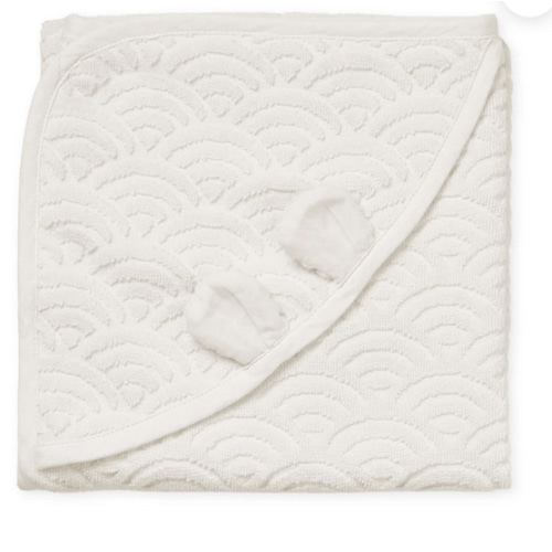 Towel, Baby, hooded w/ ears - GOTS Off-White