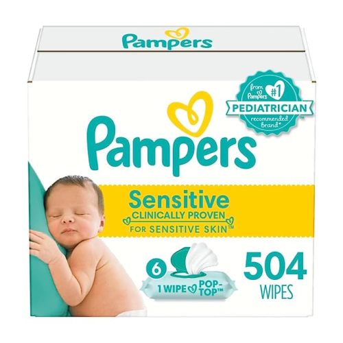 Pampers Baby Wipes Sensitive Perfume Free 6X Pop-Top Packs 504 Count - 84 Count (Pack of 6)