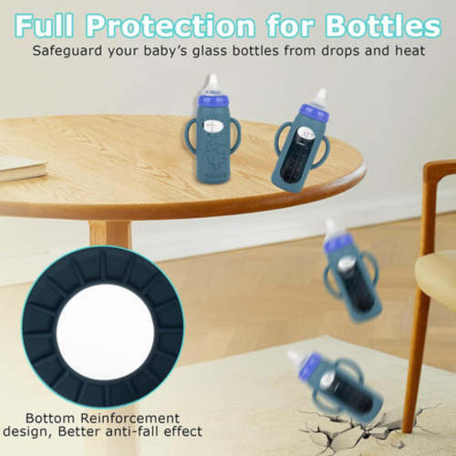 Silicone Sleeves with Handles for Lansinoh 8oz Glass Bottles- 3 pack- Baby and Toys - USA