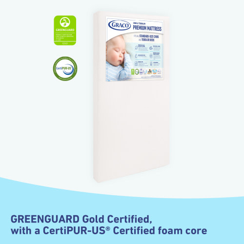 Premium Foam Crib and Toddler Mattress - White