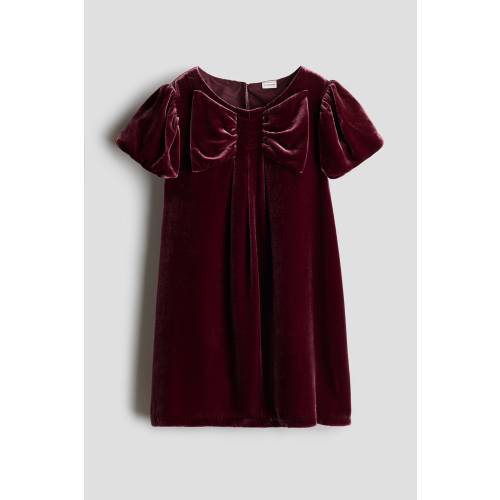 SILK-BLEND VELVET DRESS, Dark Red - size 3T (2-3Y)