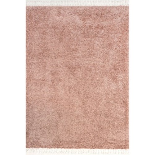 Nuloom Neva Solid 5x8 Shag Indoor Area Rug for Living Room Bedroom Dining Room Nursery, Blush/Ivory
