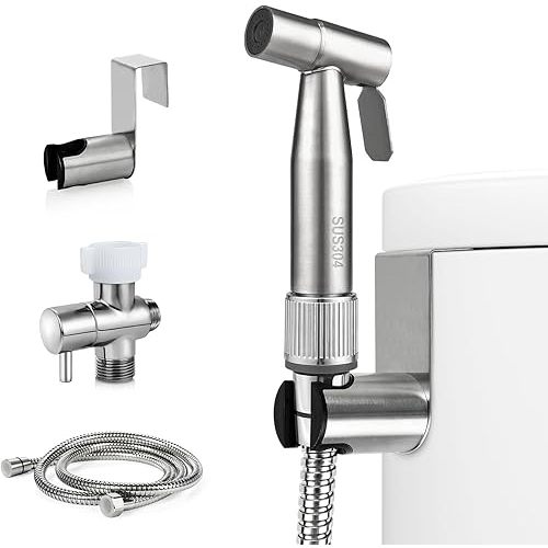 Bidet Sprayer for Toilet with Adjustable Water Pressure, Handheld Bidet Sprayer Kit- Stainless Steel（Don't‌ Use Teflon Tape for Installation）