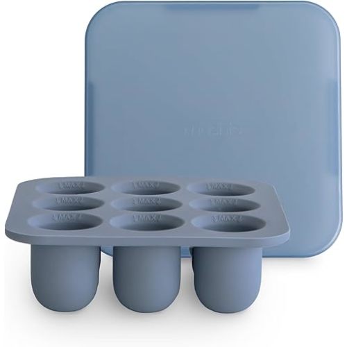 mushie Fresh Food Feeder Freezer Tray with Lid for Frozen Baby Food | 9 Cups x 0.5 oz | BPA Free Storage Container (Tradewinds)