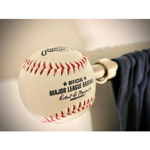 Baseball Curtain Rod Finials | Real Baseball Decor for Kids or Sports Themed Rooms