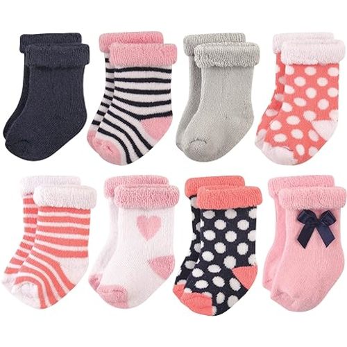 Hudson Baby Baby Girls' Cotton Rich Newborn and Terry Socks