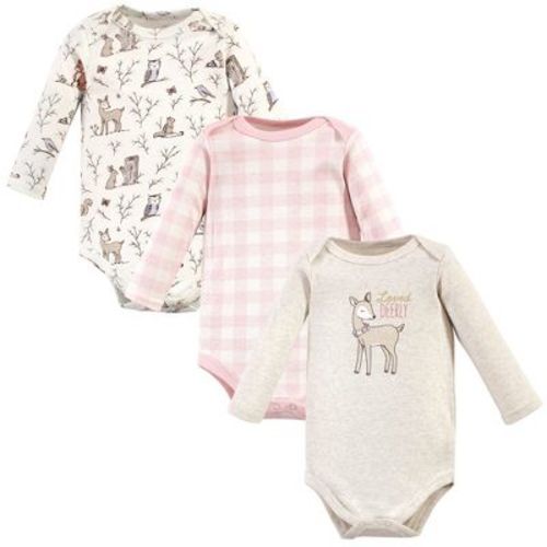 Hudson Baby Infant Girl Cotton Long-sleeve Bodysuits, Enchanted Forest, 0-3 Months