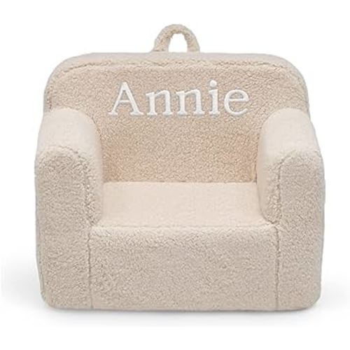 Delta Children Cream Reading Chair | Sherpa | Customize with Name | 18 Months and Up | Foam
