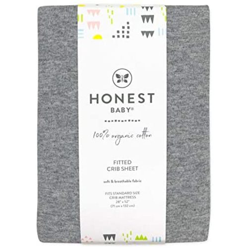 HonestBaby Organic Cotton Fitted Crib Sheet, Heather Gray, One Size