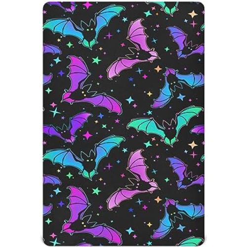 Halloween Bats Stars Crib Sheets Soft Breathable Fitted Baby Crib Sheets Mattress Cover for Girl Boys, 52" x 28" x 9"