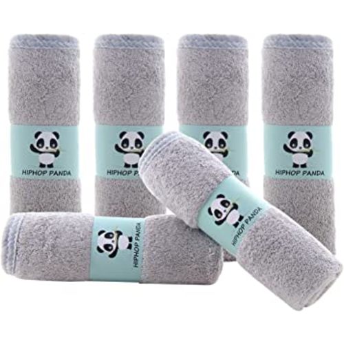 Hypoallergenic Bamboo Baby Wash Clothes - 2 Layer Ultra Soft Absorbent Bamboo Washcloths for Boy - Newborn Face Towel - Makeup Remove Washcloths for Delicate Skin - (Gray, 6 Pack)