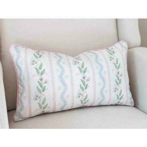 Danika Herrick Pink Floral Green Vines Pillow Cover, Grandmillenial Decor, Decorative Accent Throw Pillow, Nursery Pillow, Baby Shower Gift